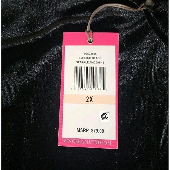 Vince Camuto Womens Plus 2X Velvet Open Front Chic Cardigan layer Black New $79 - Picture 2 of 7